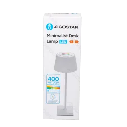 Akumulatorowa lampa biurkowa 4W RGB+CCT z dotykowym ściemnianiem i ładowaniem USB - biały z dotykowym panelem rgb na kloszu