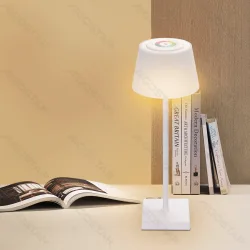 Akumulatorowa lampa biurkowa 4W RGB+CCT z dotykowym ściemnianiem i ładowaniem USB - biały z dotykowym panelem rgb na kloszu