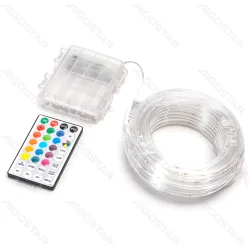 Wąż świetlny 10m 100 LED RGB Φ5 na baterie z pilotem 32-klawiszowym do dekoracji