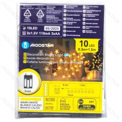 Lampki choinkowe wisząca gwiazda 10 LED ciepła biel na 3 baterie AA dla przytulnej atmosfery