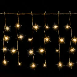 String Lights Low voltage Connectable Flat string lights Icicle flush Transparent cable Warm light 3M+5M*0.4M 200LED 10cm spacing 50 strips Constant O