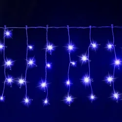 String Lights Low voltage Connectable Flat string lights Icicle flush Transparent cable Blue light 3M+5M*0.4M 200LED 10cm spacing 50 strips Constant O