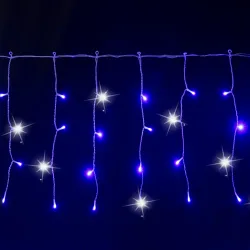String Lights Low voltage Connectable Flat string lights Icicle flush Transparent cable Blue light 3M+5M*0.4M 200LED 10cm spacing 50 strips Constant O