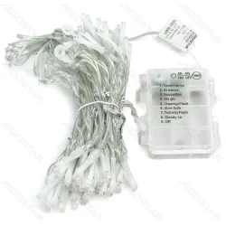 String Lights Battery 3AA Flat string lights Curtain Transparent cable Warm light 3M+0.9*1.2M 120LED 10cm spacing 8-Function Timer with Auto OFF IP44