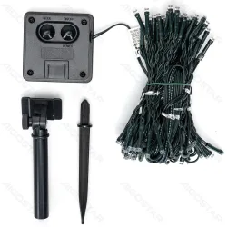 String Lights Solar Flat string lights Curtain Dark green cable Multi-colored light 3M+1.5*1.2M 192LED 10cm spacing 8 functions memory timer OFF IP65