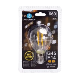 Żarówka LED Filament G45 E14 6W 2700K 660lm Aigostar energooszczędna do salonu