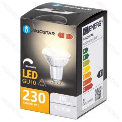 Żarówka LED GU10 3W 2700K 230lm ściemnialna szklany klosz energooszczędna do salonu