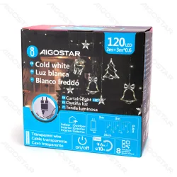 Niskonapięciowe lampki sople 120 LED zimne 3 m z pilotem do dekoracji zimowych