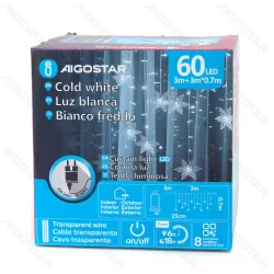 Niskonapięciowe lampki sople 100 LED płatki śniegu 3m z pilotem do dekoracji zimowej