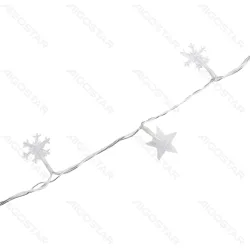 Niskonapięciowe lampki choinkowe 100 LED 10m RGBY w kształcie płatków śniegu i gwiazdek do dekoracji świątecznej