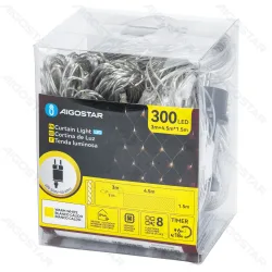 Siatka LED 300 ciepłych diod 4,5x1,5 m niskonapięciowa do dekoracji zewnętrznej