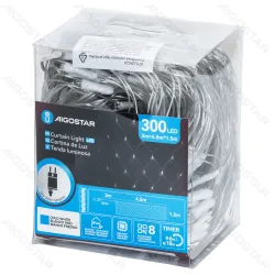 Siatka LED 300 zimnych diod 4,5x1,5 m biała do dekoracji zewnętrznych