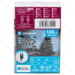 Aigostar String Lights Low voltage Flat string lights Linear Dark green cable White light 3M+5M 100LED 5cm spacing 8 functions memory timer OFF IP44