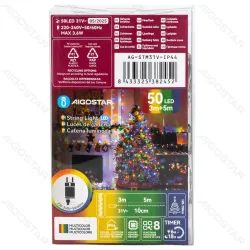 Niskonapięciowy sznur 50 LED multikolor 8 m do dekoracji świątecznych
