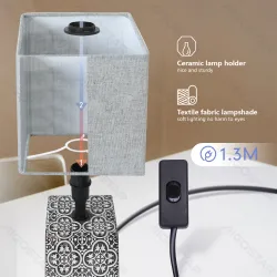 Lampka nocna stołowa Aigostar z abażurem z juty i ceramiczną podstawą w stylu greckim