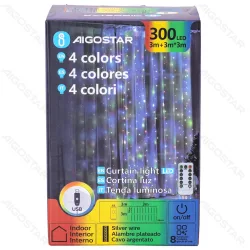 Kolorowa kurtyna LED RGBY 3x3 m z pilotem USB do efektownych dekoracji