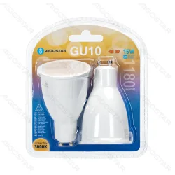Aigostar Żarówka LED 15W GU10 1180lm 3000K kąt 100° 2 sztuki energooszczędna do salonu