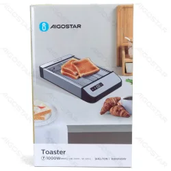 Płaski toster Aigostar 1000W z 6-stopniową regulacją mocy do wygodnego opiekania przekąsek