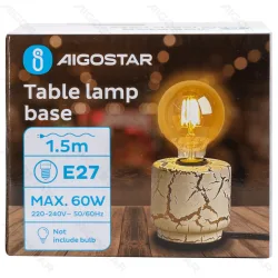 Lampa stołowa kolumna z trzonkiem E27 imitująca marmur bez żarówki