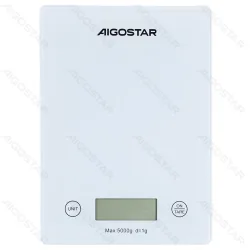 Elektroniczna waga kuchenna Aigostar 5 kg ze szklanym blatem 20x15 cm dla precyzyjnego ważenia