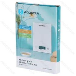 Elektroniczna waga kuchenna Aigostar 5 kg ze szklanym blatem 20x15 cm dla precyzyjnego ważenia