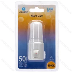 Lampka nocna LED 0,8W 3000K 50lm z wyłącznikiem i czujnikiem światła do przytulnego klimatu