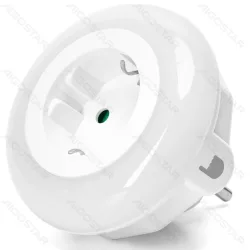 Lampka nocna LED 0,6W 3000K z czujnikiem nocy i gniazdem sieciowym do przytulnego klimatu