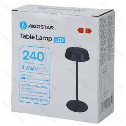 Lampa stołowa LED 2,4W czarna dotykowa ładowana USB praktyczne oświetlenie ambientowe