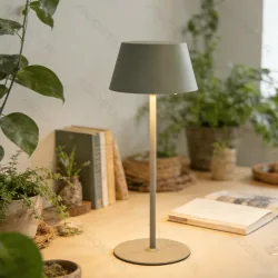 Lampka biurkowa LED 5W szara metalowa 3 barwy światła 3600mAh IP44 praktyczne oświetlenie do domu