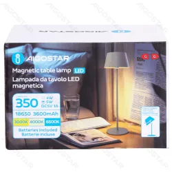 Lampka biurkowa LED 5W szara metalowa 3 barwy światła 3600mAh IP44 praktyczne oświetlenie do domu