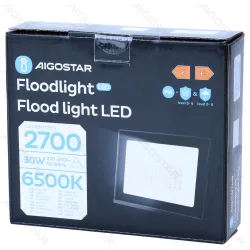 Naświetlacz LED 30W 6500K czarny szklany klosz P07 Aigostar