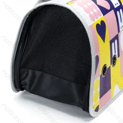 Torba transporter S 37x22x20 cm kapsuła kosmiczna dla kota lub psa zapewniająca wygodę podróży - wielokolorowy wzór serca i motyle