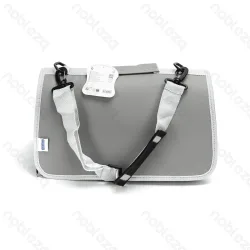 Torba transporter S 37x22x20 cm kapsuła kosmiczna dla kota lub psa zapewniająca wygodę podróży - szara z białą lamówką i okrągłym otworem wentylacyjny