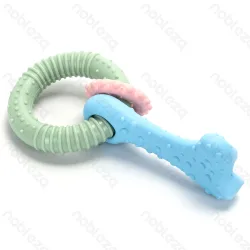 Ring z mini ringiem i kostką do czyszczenia zębów psa 7,3 cm dla zdrowia i zabawy
