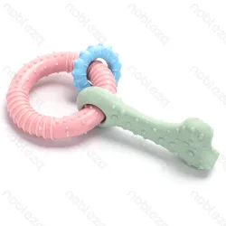 Ring z mini ringiem i kostką do czyszczenia zębów psa 7,3 cm dla zdrowia i zabawy