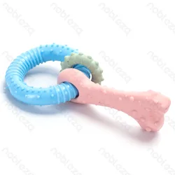 Ring z mini ringiem i kostką do czyszczenia zębów psa 7,3 cm dla zdrowia i zabawy