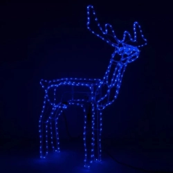 Renifer LED neon z ruchomą głową niebieski – dekoracja świąteczna zewnętrzna