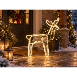 Renifer LED 120 cm z ruchomą głową, ciepła biel