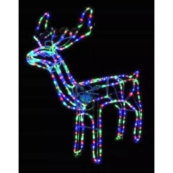 Renifer LED 120 cm z ruchomą głową, wielokolorowy – dekoracja świąteczna