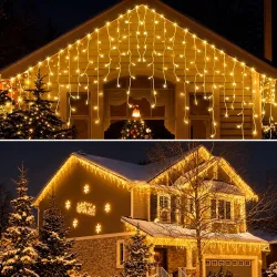 Lampki choinkowe sople 1000 LED 67 m z flashem ciepłe białe zewnętrzne i wewnętrzne
