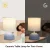 Ceramiczna lampa stołowa z trzonkiem E14 do przytulnego wnętrza - jasnoniebieska ceramiczna podstawa z fakturą