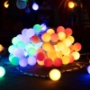 Zewnętrzne lampki choinkowe mleczne kulki 100led RGBY 10 m (kolor+ciepłe)