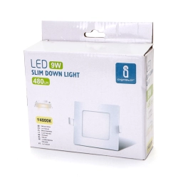 Panel Ultracienki kwadratowy downlight podtynkowy LED E6 9W Światło neutralne