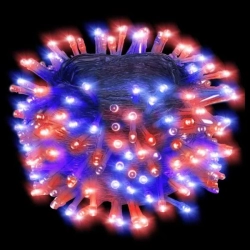 Lampki choinkowe sznur 100 LED na 3 baterie AA czerwono-niebieskie 10M