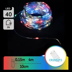 Lampki choinkowe druciki 40 led na baterie guzikowe 4 m RGBY - zdjęcie 3
