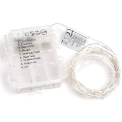 Lampki choinkowe drucikowe150 LED na 3 baterie AA Zimne 15m