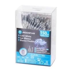 Lampki choinkowe sznur 150 led na baterie 15 m zimne 8 trybów