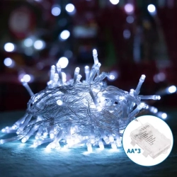 Lampki choinkowe sznur 150 led na baterie 15 m zimne 8 trybów