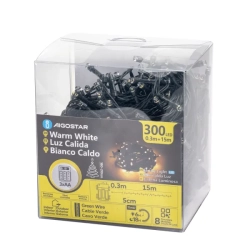 Lampki choinkowe na baterie 300led na 3 baterie AA, Ciepła biel, 15m - zdjęcie 9
