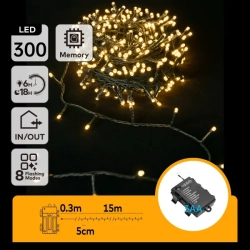 Lampki choinkowe na baterie 300led na 3 baterie AA, Ciepła biel, 15m - zdjęcie 3
